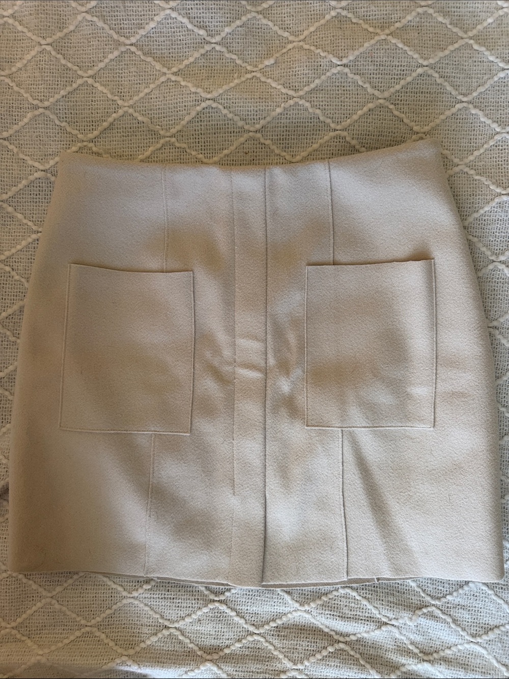 Express Beige Pencil Mini Skirt with Front Patch Pockets
